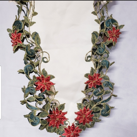 unknown Other - CHRISTMAS Poinsettias Fabric Table Runner